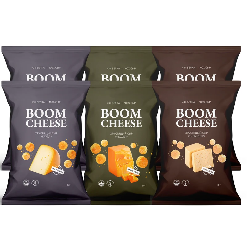 Набор сырных снеков BOOM CHEESE Ассорти, 6 пачек