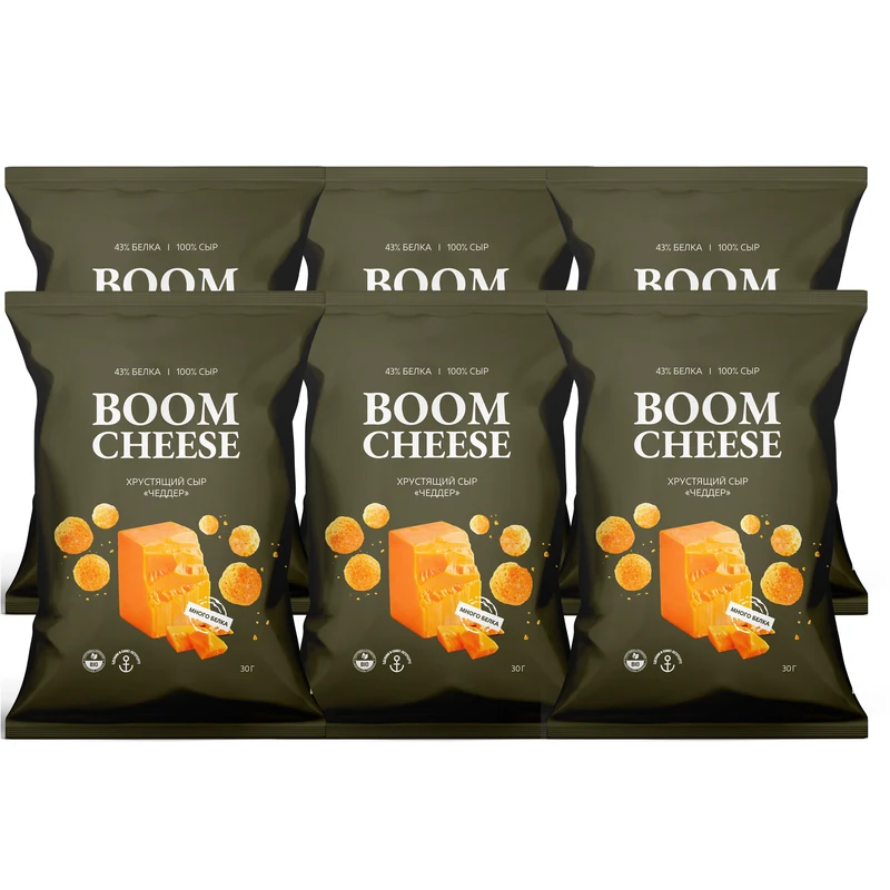 Набор сырных снеков BOOM CHEESE Чеддер, 6 пачек
